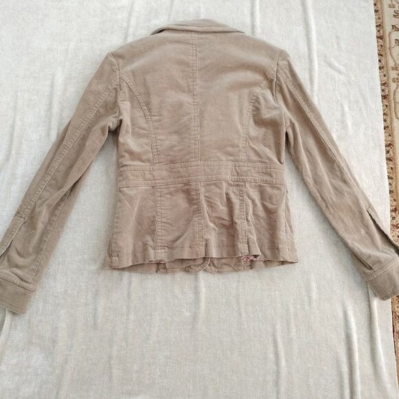 Har Moneh Corduroy Tan Peacoat Blazer Jacket Size Large - Picture 2 of 7